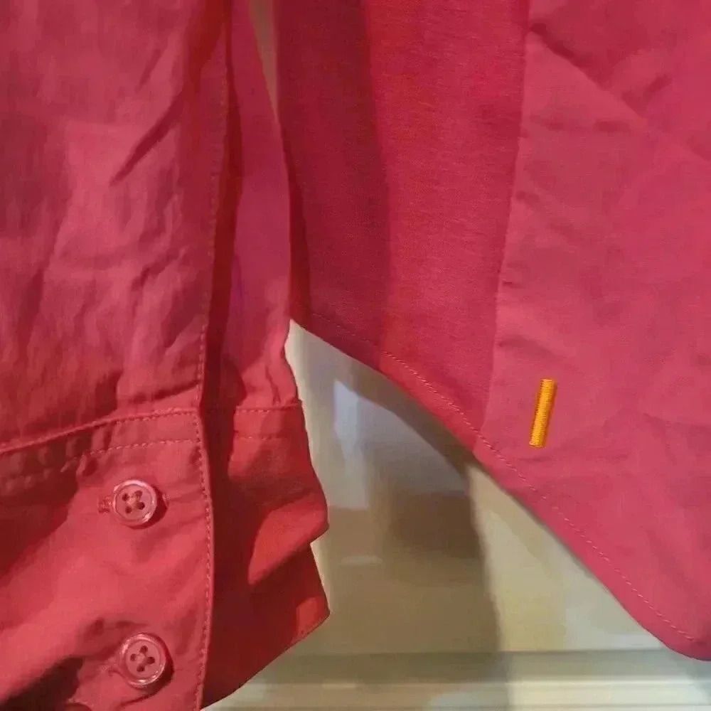 Lucy Women's Hot Pink Nylon/Spandex Long Sleeve Button Down Shirt EUC sz M - Picture 10 of 10